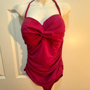 Anne Cole size 14 purple pomegrante color twist front one piece swimsuit